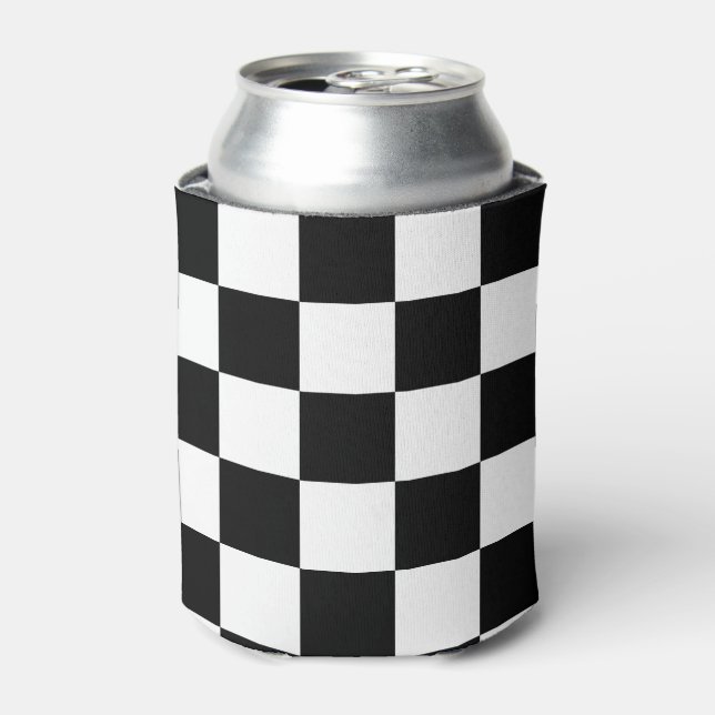 Enfriador De Latas Patrón negro y blanco de verificación (Lata Anverso)