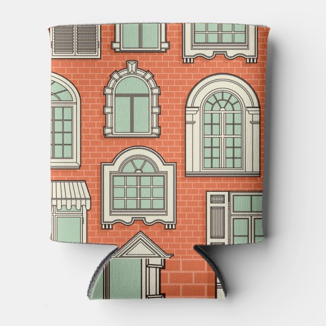 Enfriador De Latas Patrón panorámico de ventana de época (Anverso)