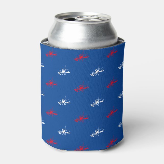Enfriador De Latas Patrón patriótico de langosta azul rojo blanco lin (Lata Anverso)