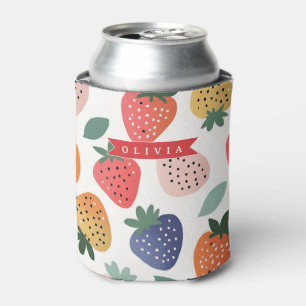 Enfriador De Latas Patrón Personalizado de Fresa Colorido de Verano