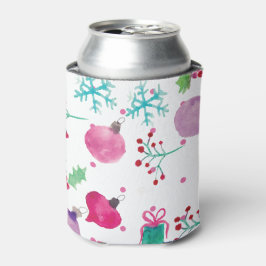 Enfriador De Latas Patrón pintado a mano con temática de Navidad en a