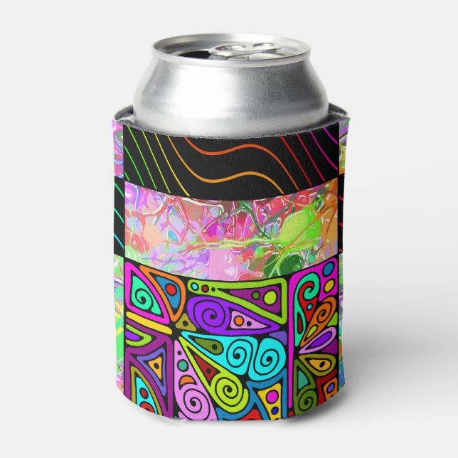 Enfriador De Latas Patrón Pintado A Mano Y Digitalmente Art 1 (Lata Anverso)