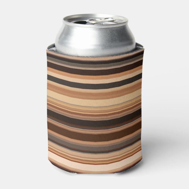 Enfriador De Latas Patrón rayado marrón (Lata Anverso)