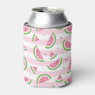 Enfriador De Latas Patrón rayado rosado de la sandía