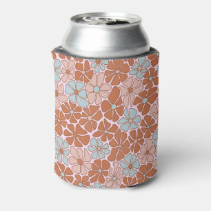 Enfriador De Latas Patrón retro floral sin soldadura