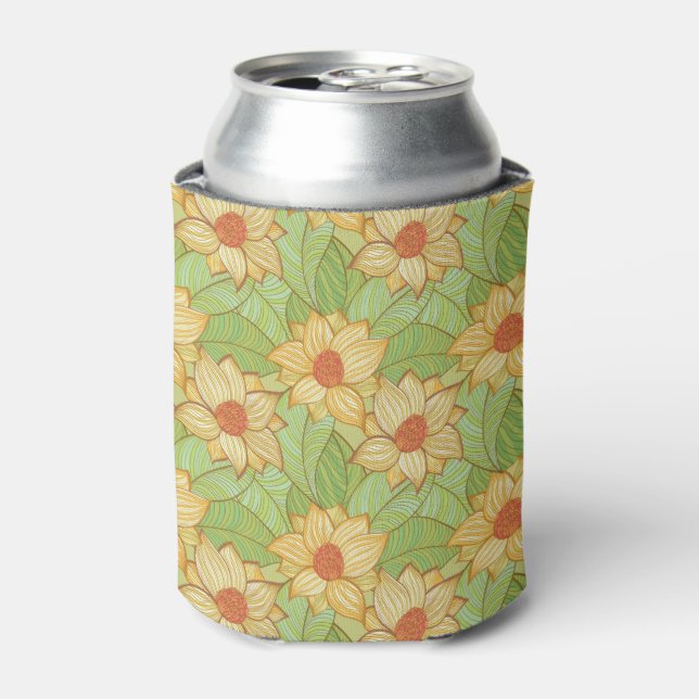 Enfriador De Latas Patrón retro magnolia (Lata Anverso)