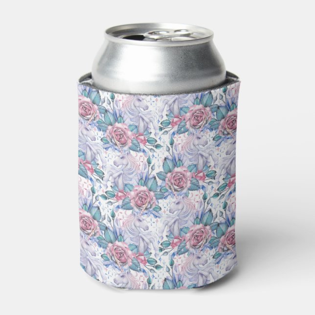 Enfriador De Latas Patrón Rosa rosa y azul (Lata Anverso)