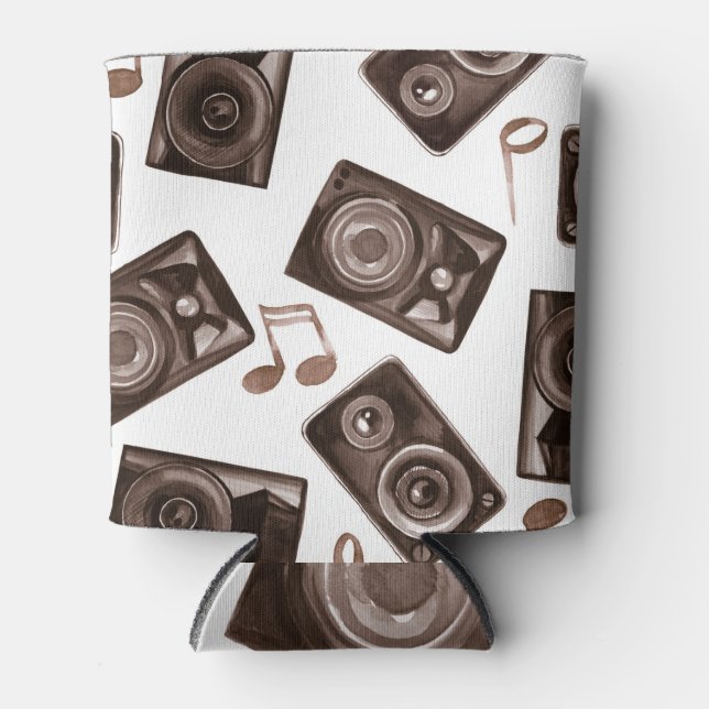 Enfriador De Latas Patrón Sepia de altavoces de música acuarela (Anverso)