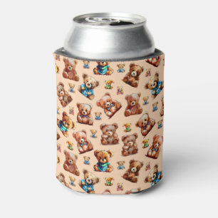 Enfriador De Latas Patrón sin foco de oso de peluche para niños