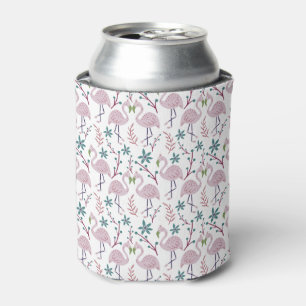 Enfriador De Latas Patrón transparente de flamingo rosa sobre fondo b