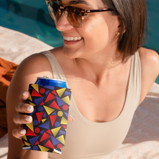 Enfriador De Latas Patrón triangular multicolor (multicolor geometric triangle cooler)
