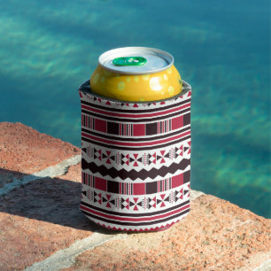 Enfriador De Latas Patrón tribal rojo y negro