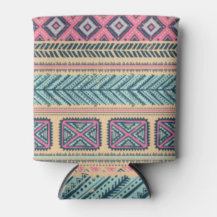 Enfriador De Latas Patrón tribal vintage étnico sin foco