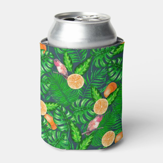 Enfriador De Latas Patrón tropical, colibríes (Lata Anverso)