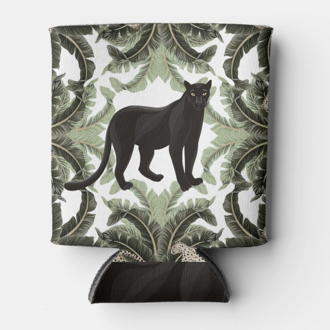 Enfriador De Latas Patrón tropical de guepardo de árbol bananero (Anverso)