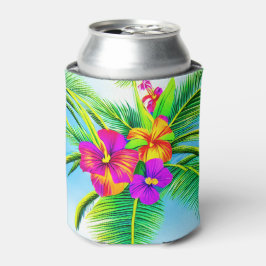 Enfriador De Latas Patrón tropical hawaiano sin foco