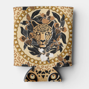 Enfriador De Latas Patrón tropical sin foco de leopardo