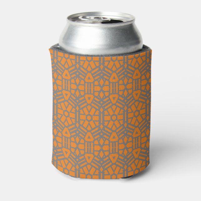 Enfriador De Latas Patrón único naranja y plateado (Reverso de la lata)