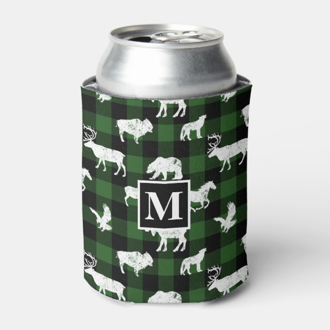 Enfriador De Latas Patrón verde de comprobación de la toma de soplo d (Lata Anverso)
