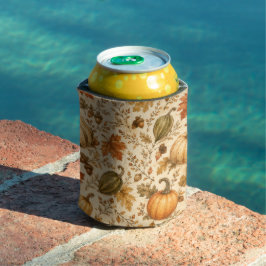 Enfriador De Latas Patrón Vintage de Otoño de Calabaza y Calabacines 