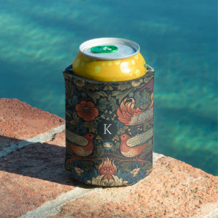 Enfriador De Latas Patrón Vintage Floral Hojas Pájaros William Morris