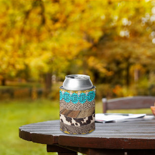 Enfriador De Latas Patrones de cuero falso de sublimación de vaca occ