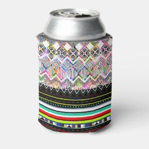 Enfriador De Latas Patrones tribales aztecas coloridos y lindos