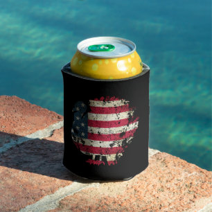 Enfriador De Latas Pavo de Acción de Gracias con bandera americana