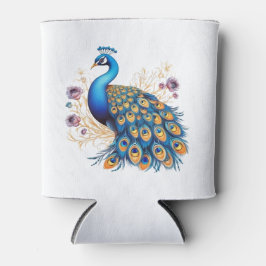 Enfriador De Latas Pavo Real Con Flores Moradas