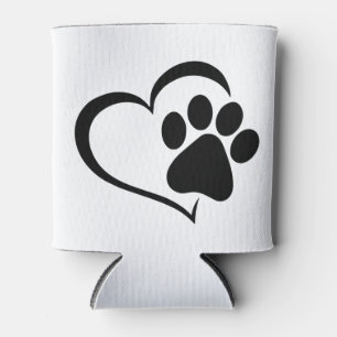 Enfriador De Latas PawPrint y Heart Design