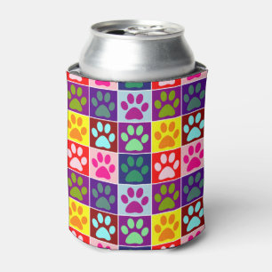 Enfriador De Latas Paws multicolores en cuadrados multicolores