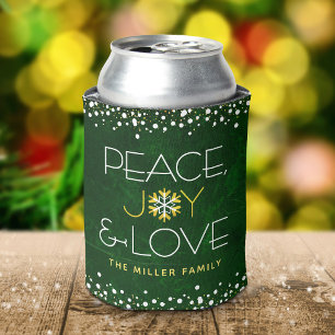 Enfriador De Latas Paz Alegría Amor Navidad Moderna Copo de Nieve