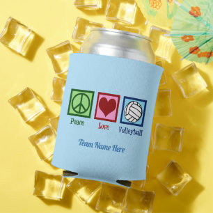 Enfriador De Latas Paz Amor Personalizado de voleibol nombre equipo a