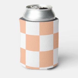 Enfriador De Latas Peach Fuzz Checkered Gingham Pattern