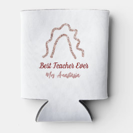 Enfriador De Latas Peach marron glitter rainbow teacher appreciation