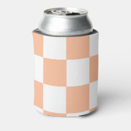Enfriador De Latas Peach White Checks Retro Classic