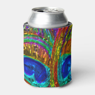 Enfriador De Latas Peacock Feathers Glass Art 1