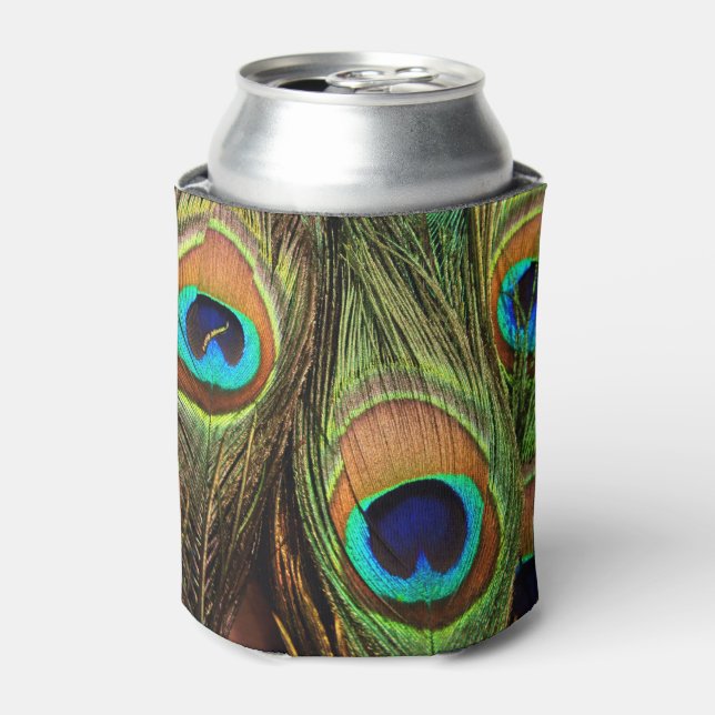 Enfriador De Latas Peacock Feathers Refrigerador de bebidas (Lata Anverso)