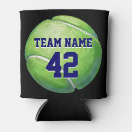 Enfriador De Latas Pelota de tenis con nombre y número de equipo