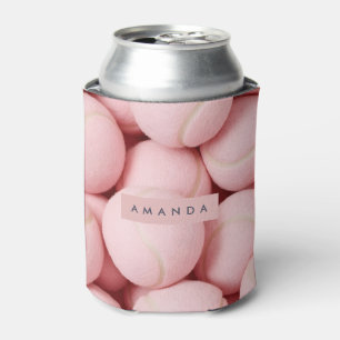 Enfriador De Latas Pelota de Tenis Rosa Chic Personalizada Pastel