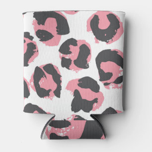 Enfriador De Latas Pelt de leopardo: Textura rosa negra
