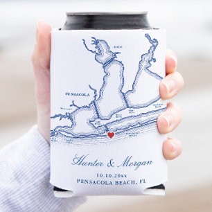 Enfriador De Latas Pensacola Beach Florida Map Favor de la Boda