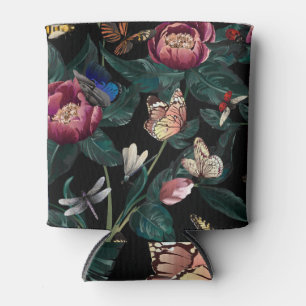 Enfriador De Latas peonías coloridas: patrón de flores grandes.