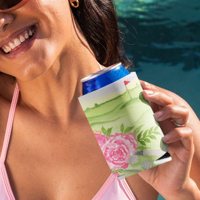 Enfriador De Latas Peonies De Acuarela En El Campo De Golf (Subido por el creador)