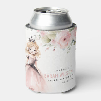 Enfriador De Latas Pequeña Princesa Rosa Cuta Rosa Cumpleaños Floral