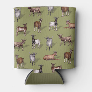 Enfriador De Latas Pequeñas cabras en verde - Patrón de manada de cab