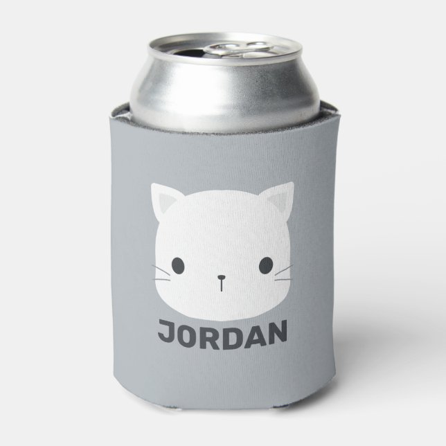 Enfriador De Latas Pequeño gato con nombre personalizado (Lata Anverso)