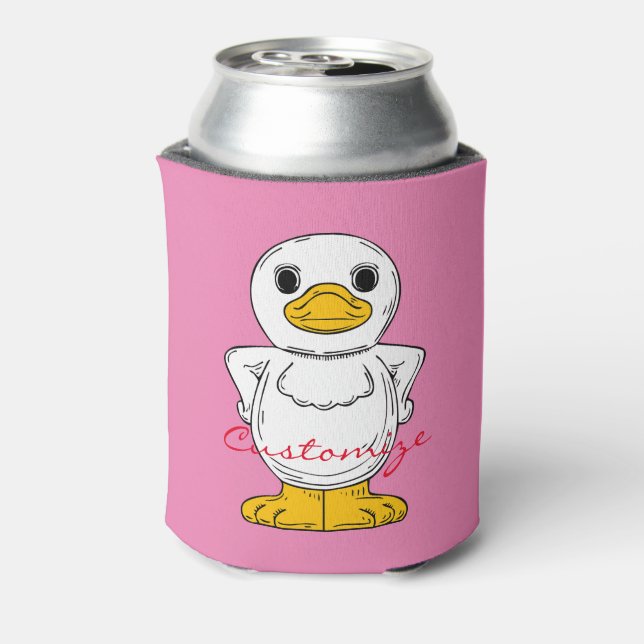 Enfriador De Latas Pequeño pato blanco en pie de trueno (Reverso de la lata)