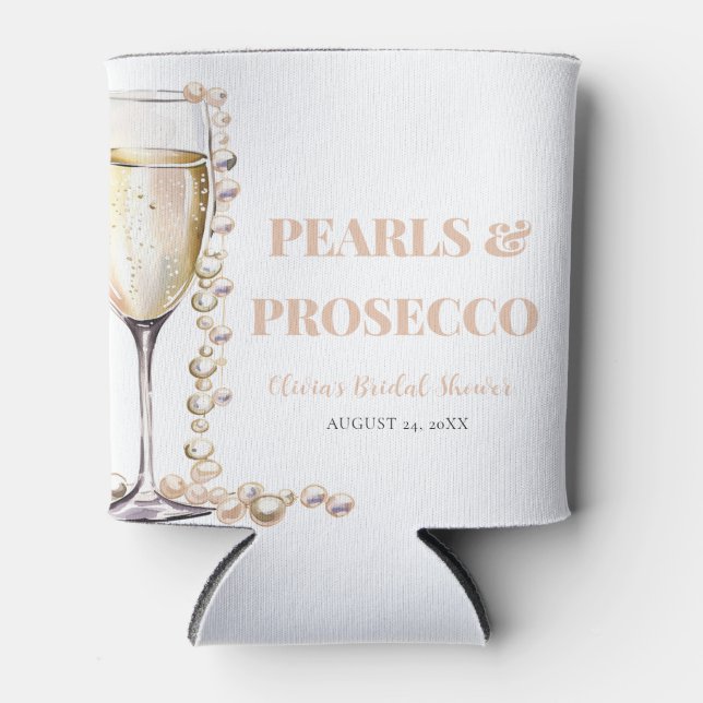 Enfriador De Latas Perlas de oro elegantes y ducha de novia Prosecco (Anverso)