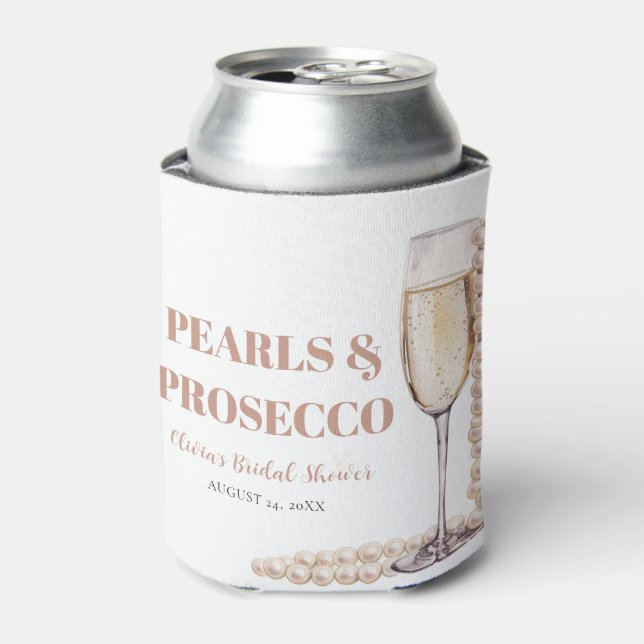 Enfriador De Latas Perlas de oro elegantes y ducha de novia Prosecco (Lata Anverso)